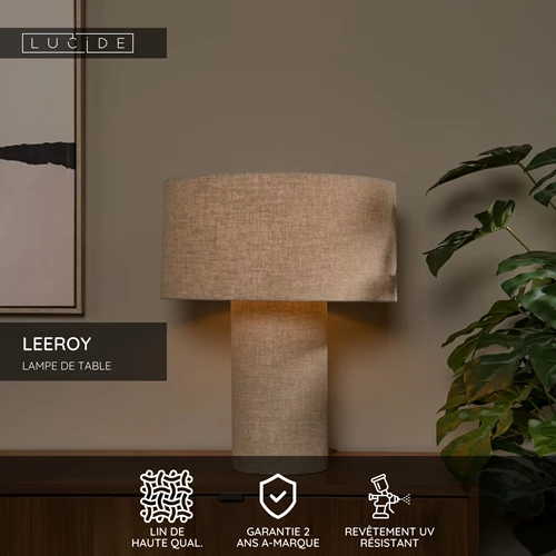 Lucide LEEROY - Lampe de table - 1xE27 - Taupe - USP
